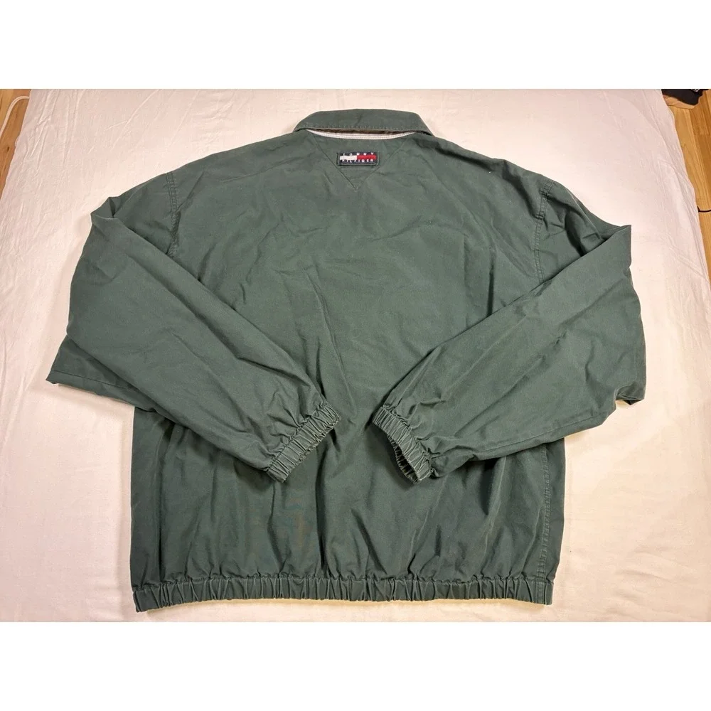 Vintage Tommy Hilfiger Jacket Mens XL Green 90s Zip Up Harrington Full Zip